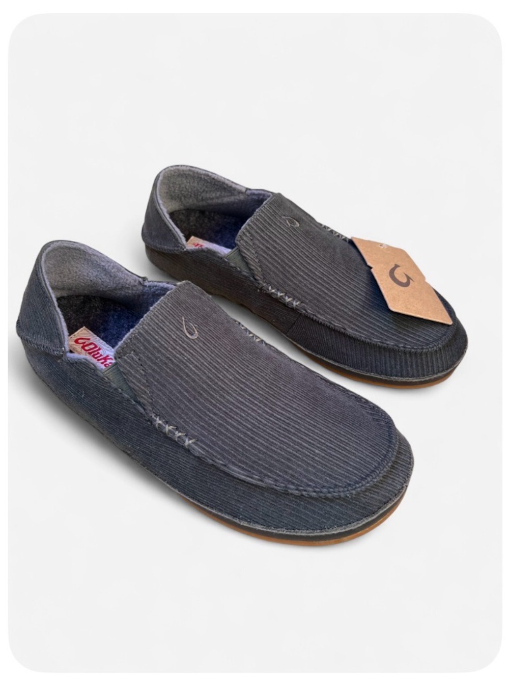 OluKai Moloa 'Ie Slippers Sz 9 Corduroy Green Nori Casual Comfortable NEW
